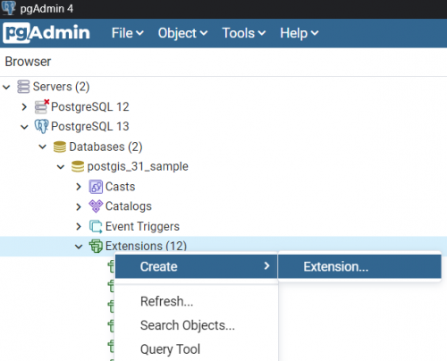 Qué son las extensiones en la base de datos PostgreSQL | TYC GIS