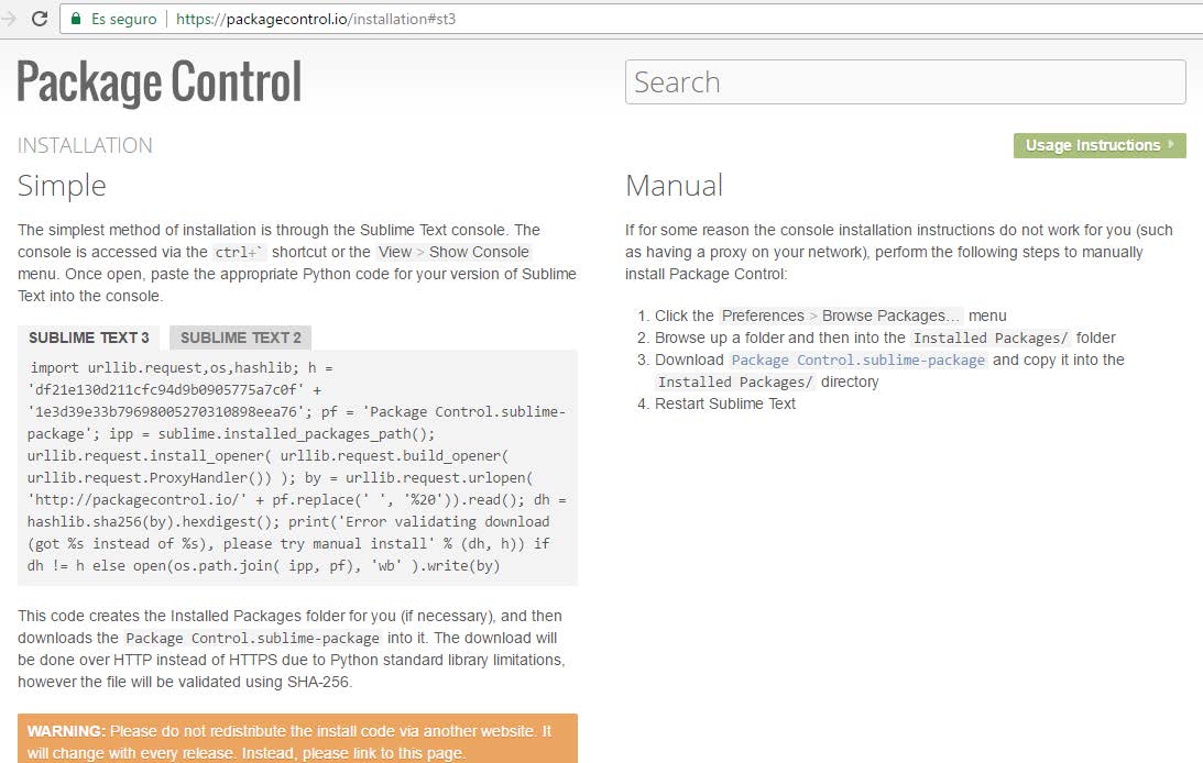 Sublime Text 3. Paquetes para HTML, CSS y JavaScript