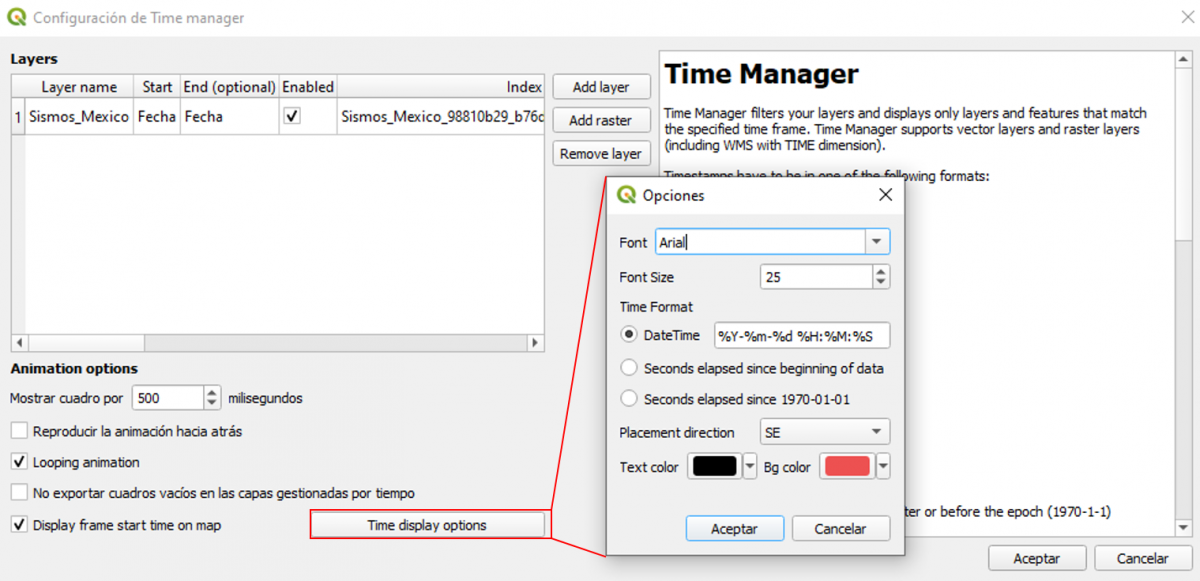 Creación de mapas animados con el complemento Time Manager en QGIS